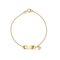 Bracelet Plaque ID et Coeur pour Enfant en Or 10k - 6