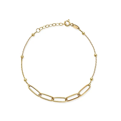 Bracelet à Maillons Billes et Trombones en Or 10k - 7.5