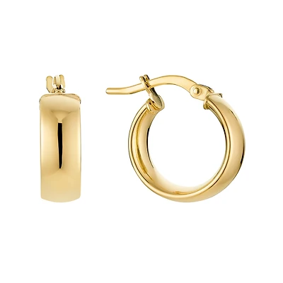 Boucles d'Oreilles Huggies Lisses en Or 10k - 10mm. Color: jaune | Doucet Latendresse