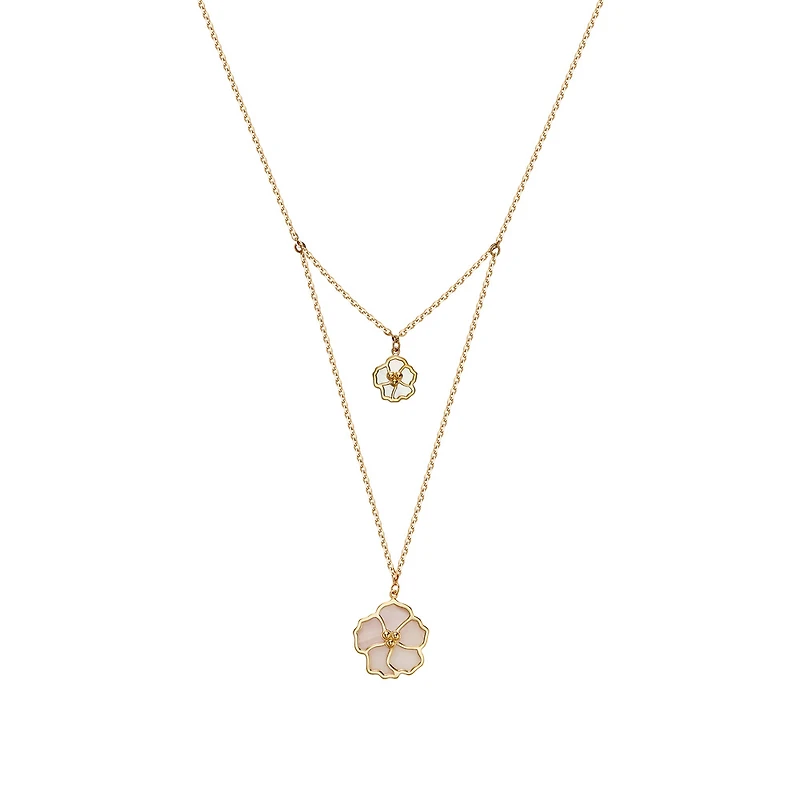 Collier en Or 10K fleurs Nacrés - 18