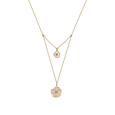 Collier en Or 10K fleurs Nacrés - 18