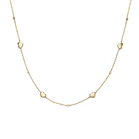 10k Gold Necklace with Beads and Hearts - 18