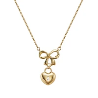 Collier avec Coeur, Cadenas et Noeud en Or 10k - 18