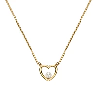 Collier avec Pendentif Coeur et Perle en Or 10k - 18