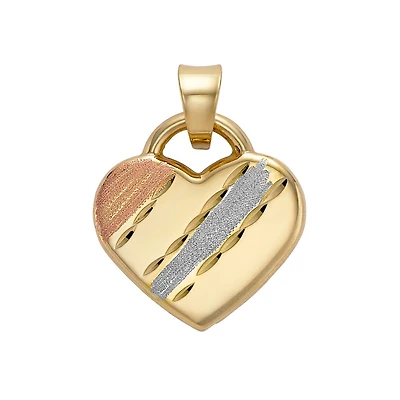 Pendentif  Coeur en Or 10k Trois-Tons. Color: 3 tons | Doucet Latendresse