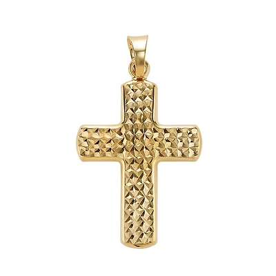 10k Gold Cross Pendant. Color: yellow | Doucet Latendresse