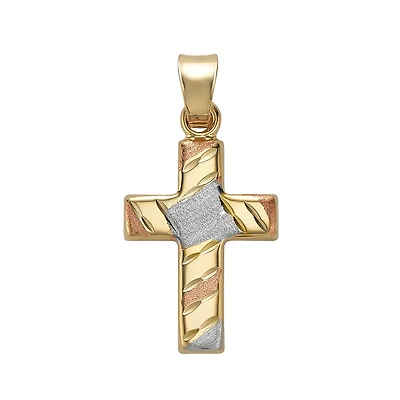 Pendentif  Croix en Or 10k Trois-Tons. Color: jaune | Doucet Latendresse