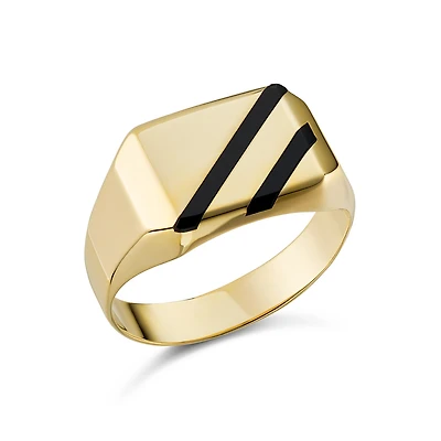 10k Gold Ring with Black Onyx. Color: yellow | Doucet Latendresse