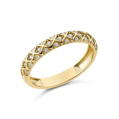 Bague en Or 10k Sertie de Zircons Cubiques. Color: jaune | Doucet Latendresse