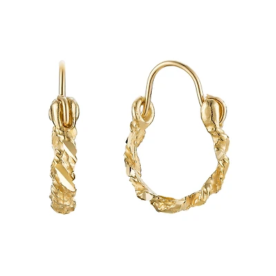 Boucles d'Oreilles pour Enfant en Or 10k Torsadé. Color: jaune | Doucet Latendresse