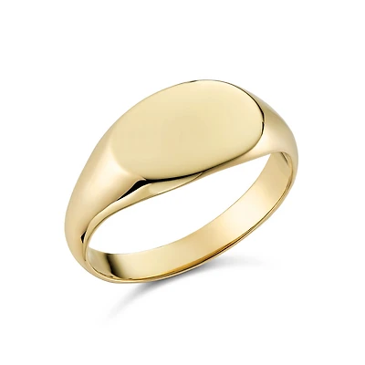 10k Gold Smooth Oval Signet Ring. Color: yellow | Doucet Latendresse