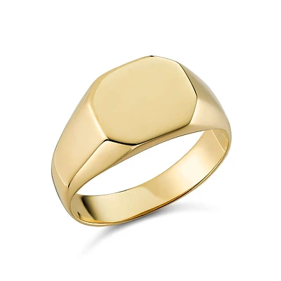 10k Gold Ring with a Smooth Rectangular Signet Rounded Edges. Color: yellow | Doucet Latendresse