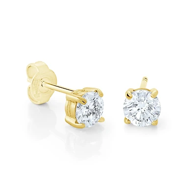 Boucles d'Oreilles Fixes en Acier Inoxydable Plaqué Or avec Zircons Cubiques - 5mm. Color: jaune | Doucet Latendresse