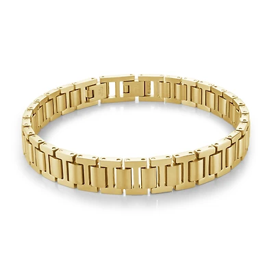 Bracelet en Acier Inoxydable Poli Plaqué Or avec Maillede 10mm - 8