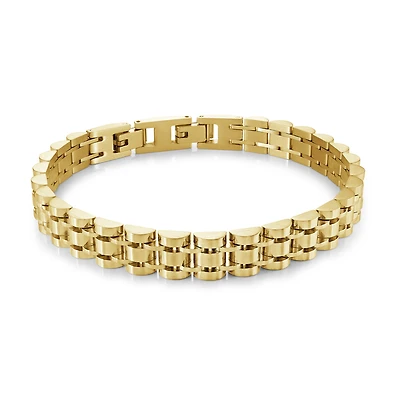 Bracelet en Acier Inoxydable Plaqué Or avec Maillede 9mm - 8.5