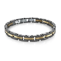 Black and Gold-Plated Stainless Steel Bracelet with 8mm Links - 8.5