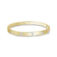 Bracelet Rigide en Acier Inoxydable Plaqué Or 5mm avec Zircons Cubiques - 6.5