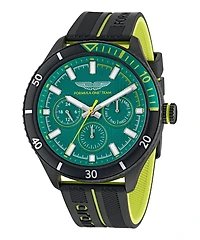 Montre Aston Martin MTFP1F503 en Plastique avec Bracelet en Silicone Vert et Jaune - 46mm | Doucet Latendresse