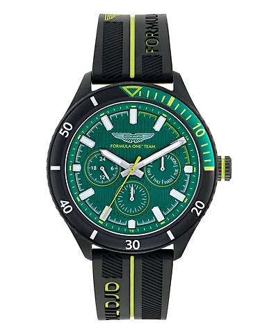 Montre Aston Martin MTFP1F503 en Plastique avec Bracelet en Silicone Vert et Jaune - 46mm | Doucet Latendresse