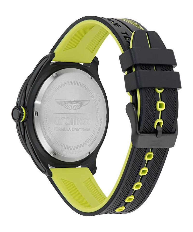 Montre Aston Martin MTFP1F503 en Plastique avec Bracelet en Silicone Vert et Jaune - 46mm | Doucet Latendresse