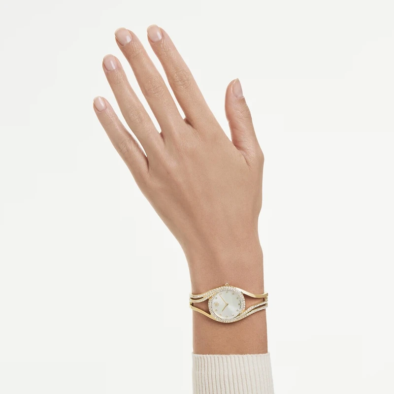 Montre Hyperbola Bangle Plaqué Or Sertie de Crystaux Swarovski - 28mm | Doucet Latendresse