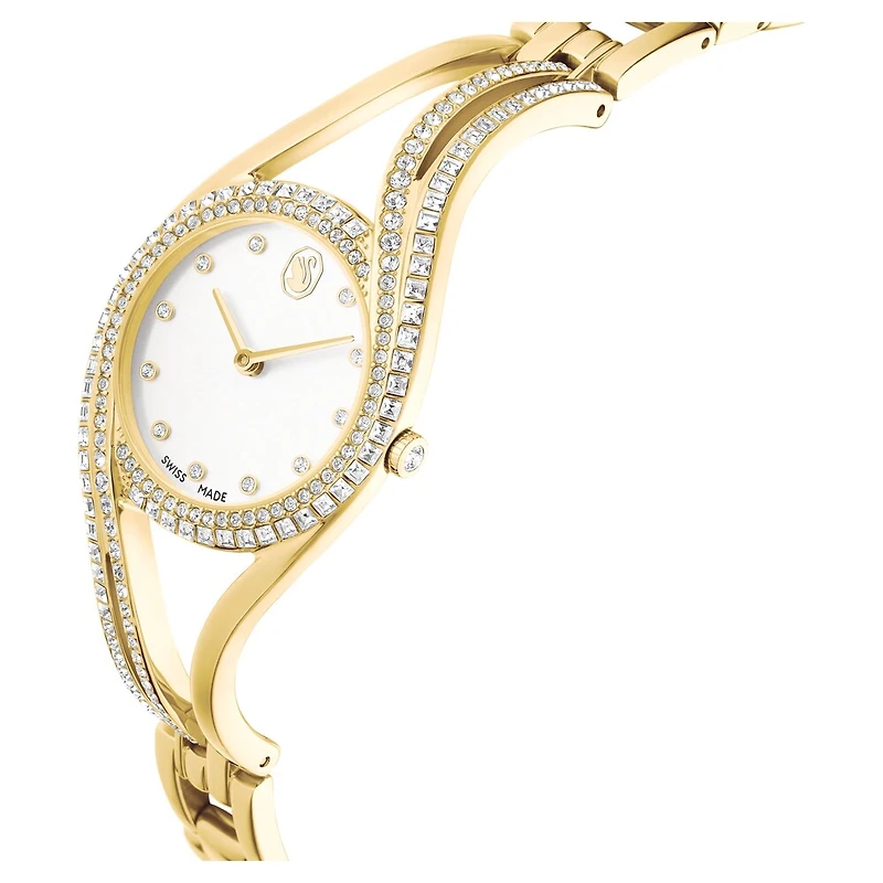 Montre Hyperbola Bangle Plaqué Or Sertie de Crystaux Swarovski - 28mm | Doucet Latendresse