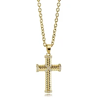 Collier avec Pendentif Croix Chevron en Acier Inoxydable Plaqué Or avec Zircons Cubiques - 20