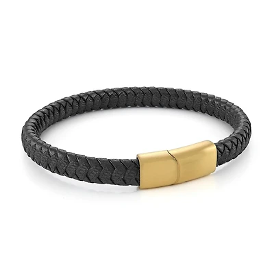Bracelet en Cuir Nylon 8mm avec Fermoir en Acier Inoxydable Plaqué Or - 8