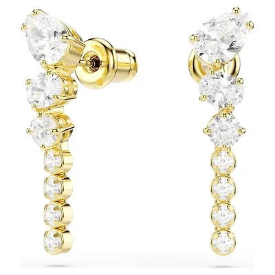 Boucles d'Oreilles Pendantes Mesmera Plaqué Or avec Zircons Cubiques - 2.3 x 0.6 cm. Color: jaune | Doucet Latendresse