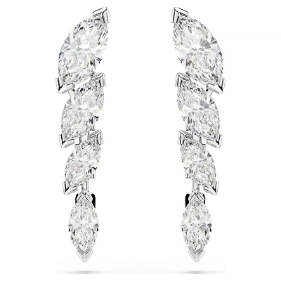Boucles d'Oreilles Mesmera en Métal Rhodié avec Zircons Cubiques - 2.2 x 0.5 cm. Color: blanc | Doucet Latendresse