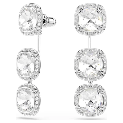 Boucles d'Oreilles Una Angelic en Métal Rhodié avec Crystaux Swarovski - 3.2 x 1.2 cm. Color: blanc | Doucet Latendresse