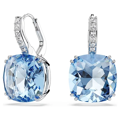 Boucles d'Oreilles Pendantes Millenia Plaqué Rhodium avec Crystaux Swarovski Bleus. Color: blanc | Doucet Latendresse