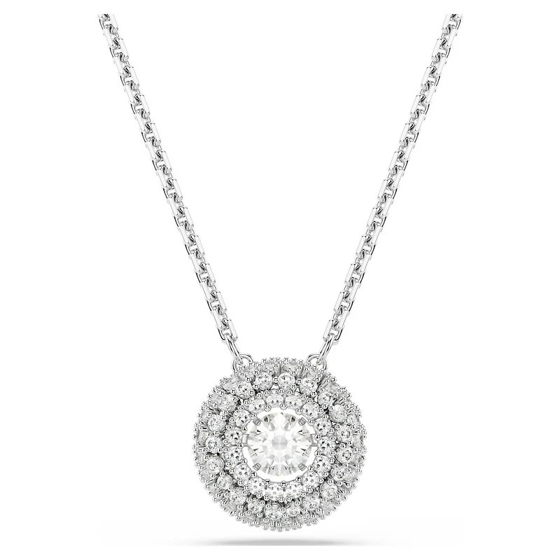 Pendentif Sublima en Métal Rhodié Serti de Zircons Cubiques avec Chaîne - 38 - 45 cm. Color: blanc | Doucet Latendresse