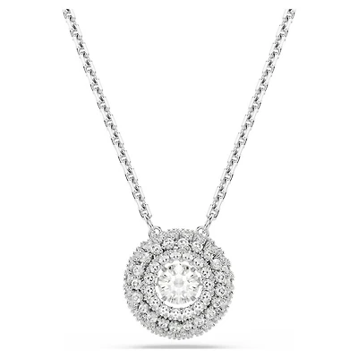 Pendentif Sublima en Métal Rhodié Serti de Zircons Cubiques avec Chaîne - 38 - 45 cm. Color: blanc | Doucet Latendresse