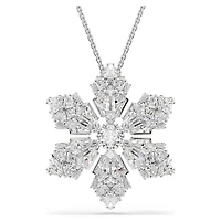 Collier avec Pendentif Flocon de Neige en Métal Rhodié avec Cristaux Swarovski. Color: blanc | Doucet Latendresse