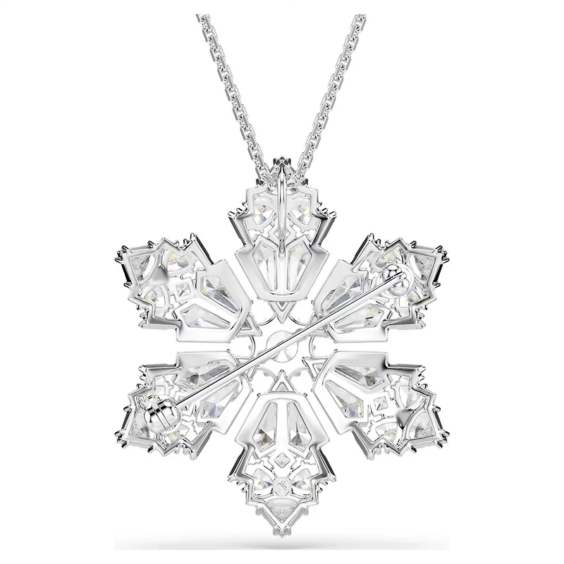 Collier avec Pendentif Flocon de Neige en Métal Rhodié avec Cristaux Swarovski. Color: blanc | Doucet Latendresse