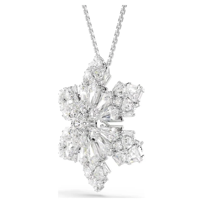 Collier avec Pendentif Flocon de Neige en Métal Rhodié avec Cristaux Swarovski. Color: blanc | Doucet Latendresse