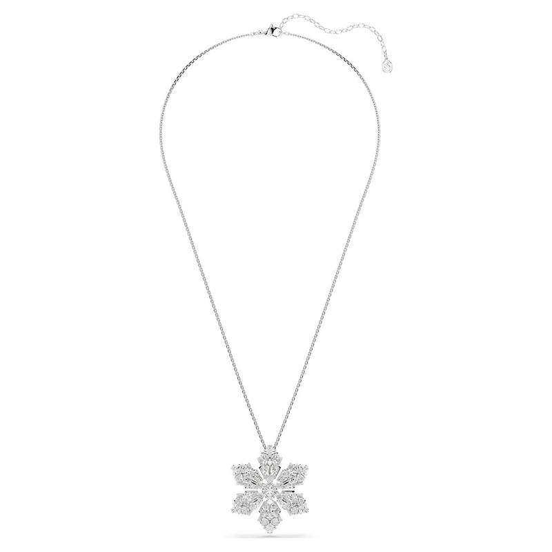 Collier avec Pendentif Flocon de Neige en Métal Rhodié avec Cristaux Swarovski. Color: blanc | Doucet Latendresse
