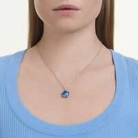 Collier avec Pendentif Millenia Plaqué Rhodium avec Crystaux Swarovski Bleus. Color: blanc | Doucet Latendresse