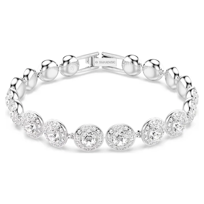 Bracelet Una Angelic en Métal Rhodié avec Crystaux Swarovski - 15.5 - 17.8 cm. Color: blanc | Doucet Latendresse