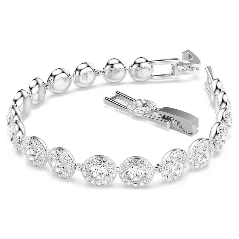 Bracelet Una Angelic en Métal Rhodié avec Crystaux Swarovski - 15.5 - 17.8 cm. Color: blanc | Doucet Latendresse