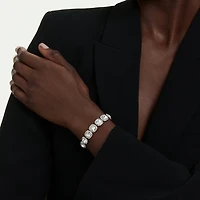Bracelet Una Angelic en Métal Rhodié avec Cristaux Swarovski - 15.5 - 20 cm. Color: blanc | Doucet Latendresse