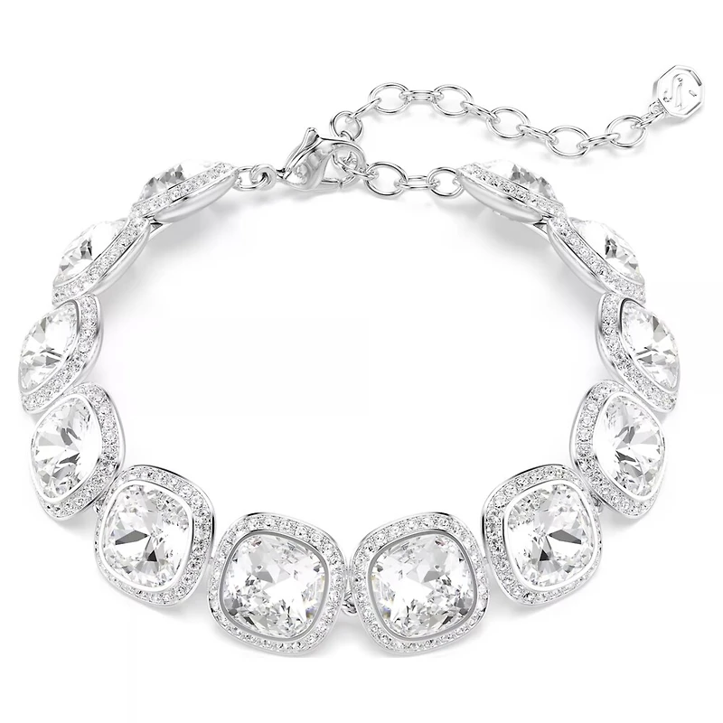Bracelet Una Angelic en Métal Rhodié avec Cristaux Swarovski - 15.5 - 20 cm. Color: blanc | Doucet Latendresse