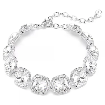 Bracelet Una Angelic en Métal Rhodié avec Cristaux Swarovski - 15.5 - 20 cm. Color: blanc | Doucet Latendresse
