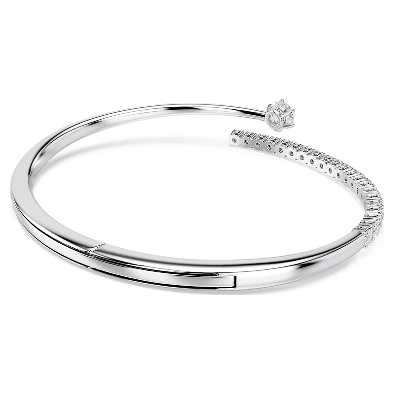 Bracelet-Jonc Matrix en Métal Rhodié avec Zircons Cubiques - 17.9 cm. Color: blanc | Doucet Latendresse