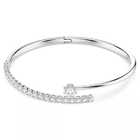 Bracelet-Jonc Matrix en Métal Rhodié avec Zircons Cubiques - 17.9 cm. Color: blanc | Doucet Latendresse