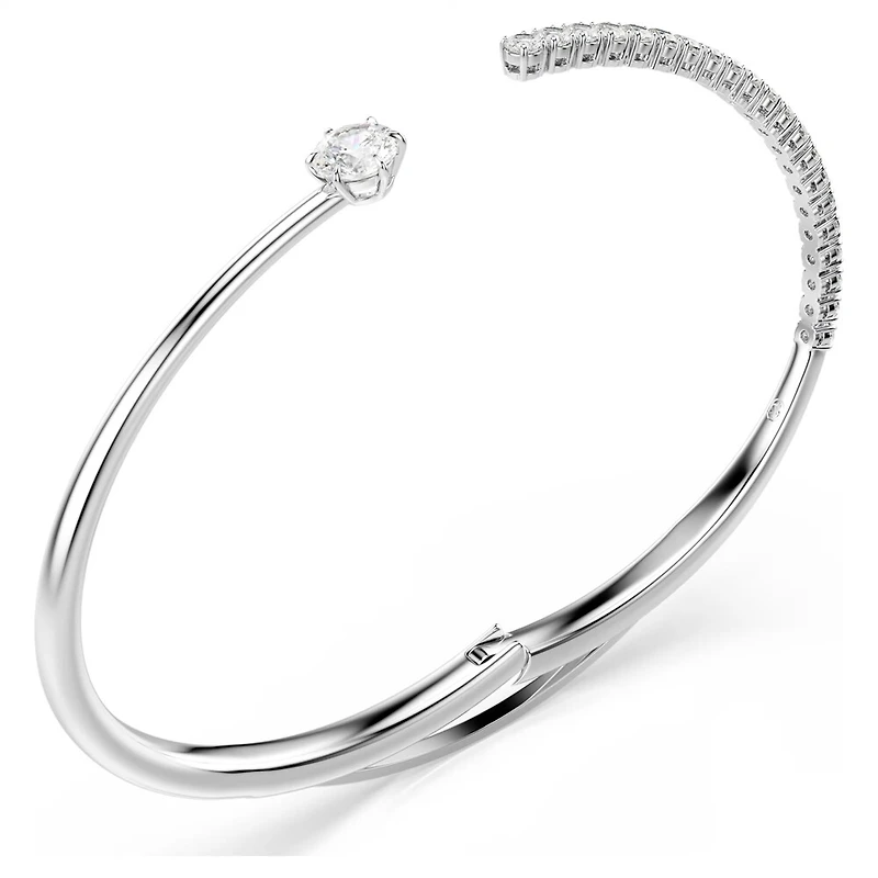 Bracelet-Jonc Matrix en Métal Rhodié avec Zircons Cubiques - 17.9 cm. Color: blanc | Doucet Latendresse