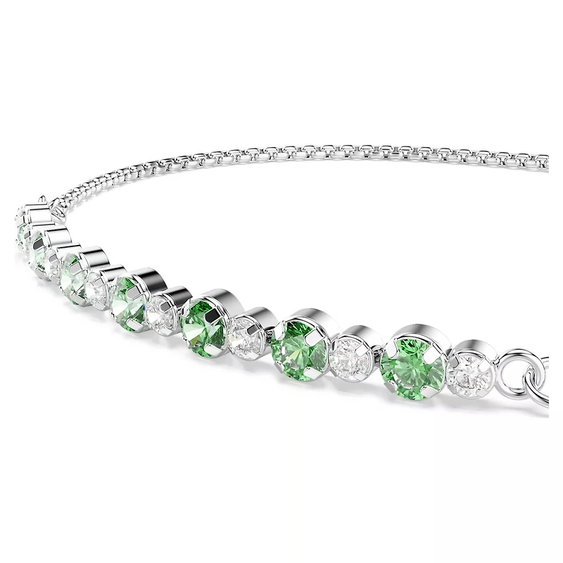 Rhodium-Plated Metal Matrix Bracelet with Swarovski Crystals and Cubic Zirconia