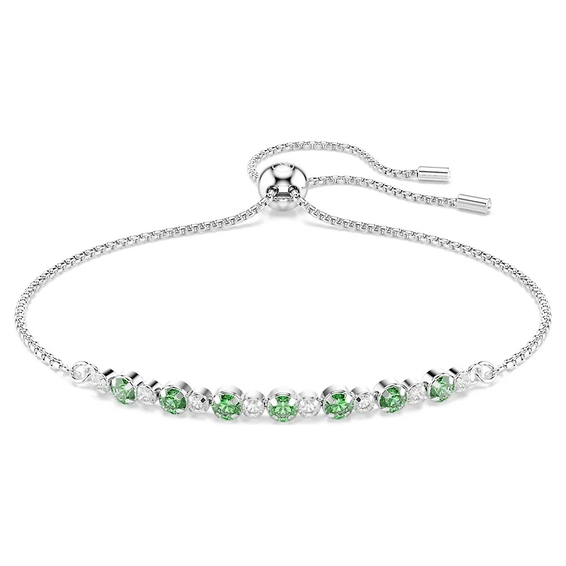 Bracelet Matrix en Métal Rhodié avec Cristaux Swarovski et Zircons Cubiques Verts - 24cm. Color: blanc | Doucet Latendresse