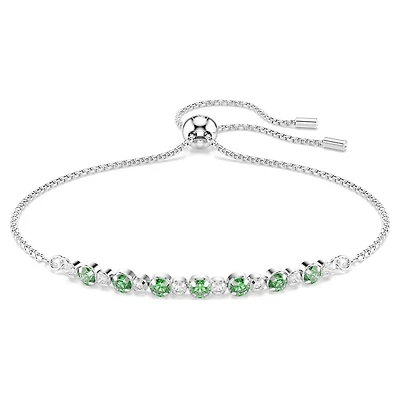 Bracelet Matrix en Métal Rhodié avec Cristaux Swarovski et Zircons Cubiques Verts - 24cm. Color: blanc | Doucet Latendresse